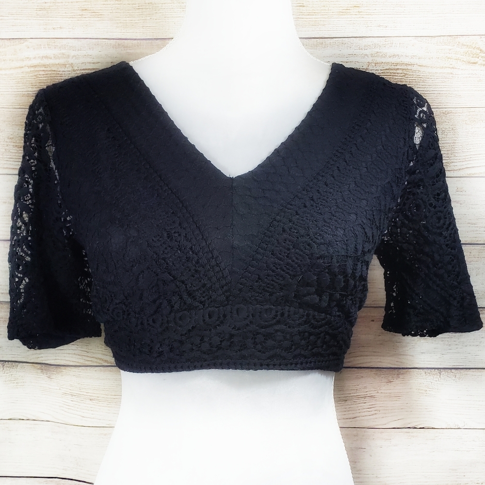 Express Black Lace Crop Top